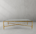Thaddeus Forged Iron Rectangle Glass Coffee Table - King Lamps