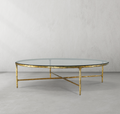 Thaddeus Forged Iron Glass Round Coffee Table 36