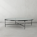 Hand-Forged Metal Glass Round Coffee Table 36