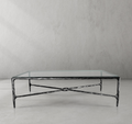 Thaddeus Forged Iron Rectangle Glass Coffee Table - King Lamps