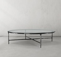 Thaddeus Forged Iron Glass Round Coffee Table 36