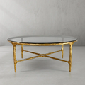 Hand-Forged Metal Glass Round Coffee Table 36