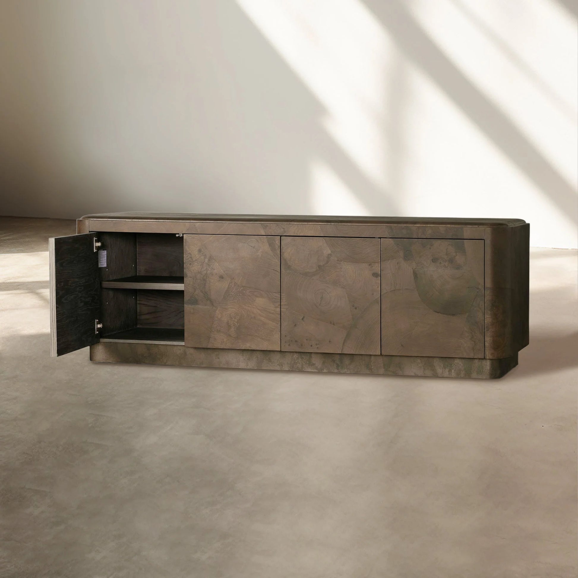 Loranco TV Stand Unit Wood Sideboard Media Console Ash Entryways Storage Cabinet
