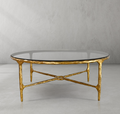 Thaddeus Forged Iron Glass Round Coffee Table 36
