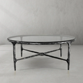 Hand-Forged Metal Glass Round Coffee Table 36