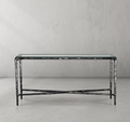Thaddeus Forged Iron Rectangle Glass Console Table 60