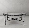 Thaddeus Forged Iron Glass Round Coffee Table 36