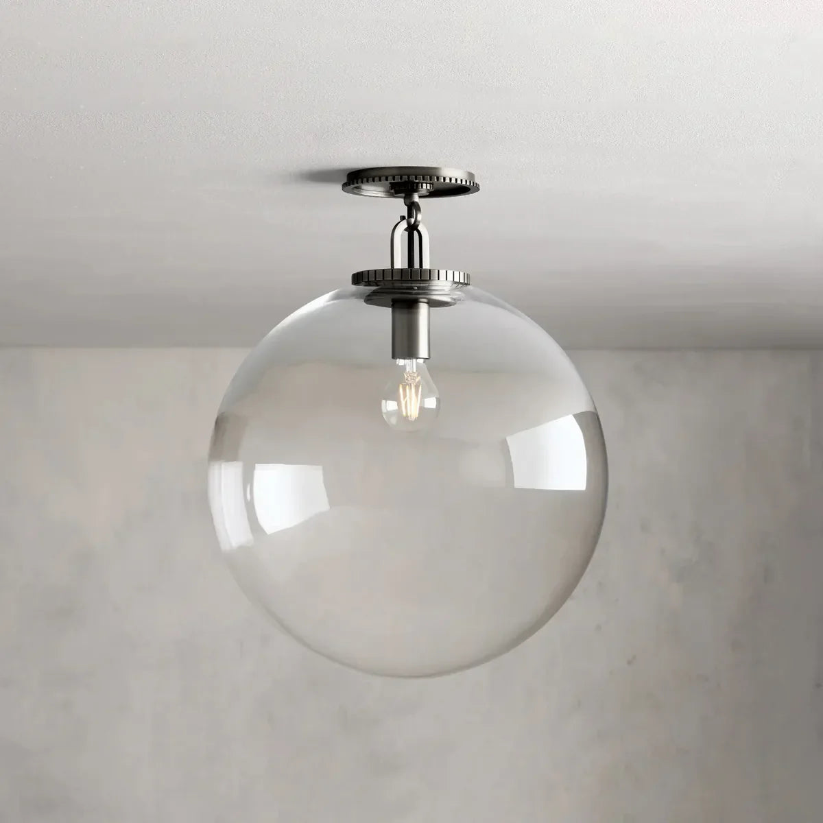 Wescott Globe Flush Mount Bronze Clear