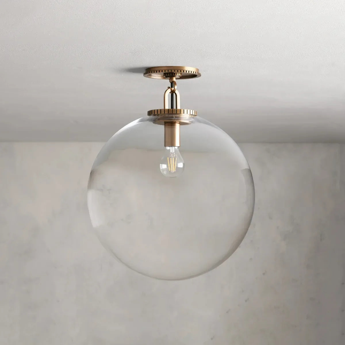Wescott Globe Flush Mount Brass Clear
