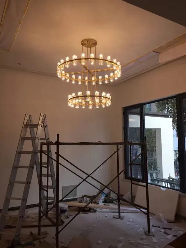 Arcachon Round 2-Tier Chandelier 60" For Dining Room Kitchen island - King Lamps